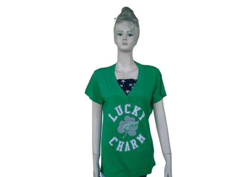 casual-t-shirts-for-women-vneck-design-green-color