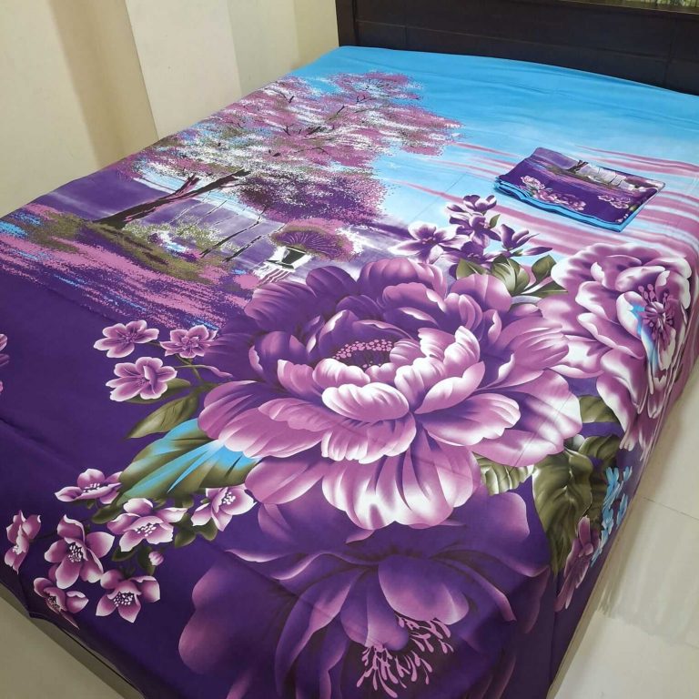 Natural-view-floral-print-bedsheet-baby-blue-color