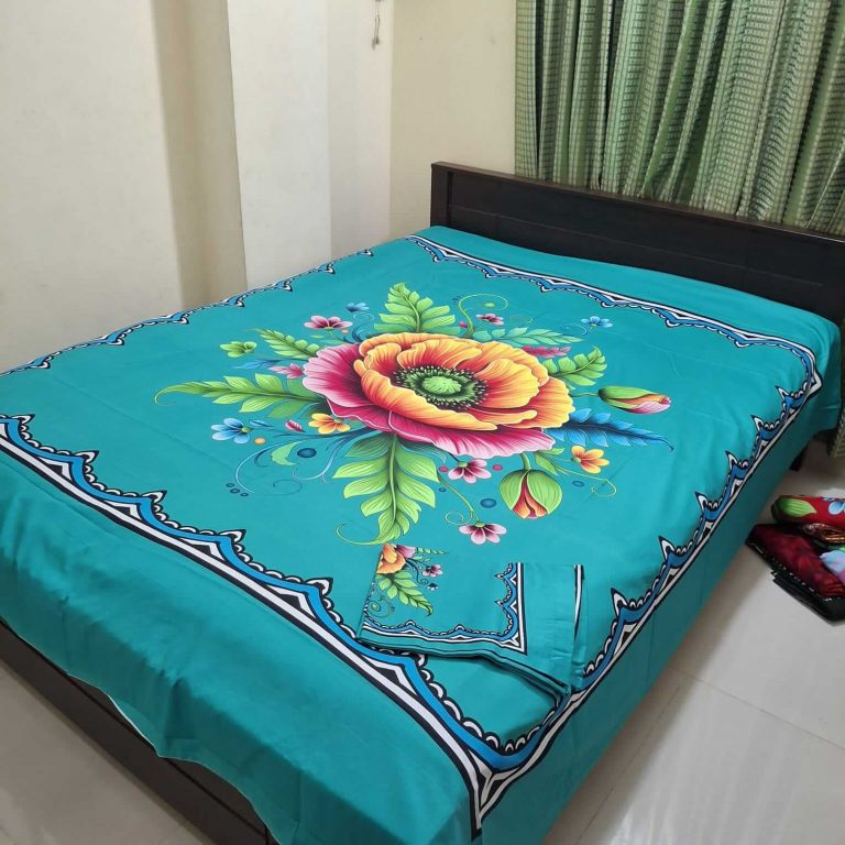 teal-color-panel-soft-cotton-bedsheet