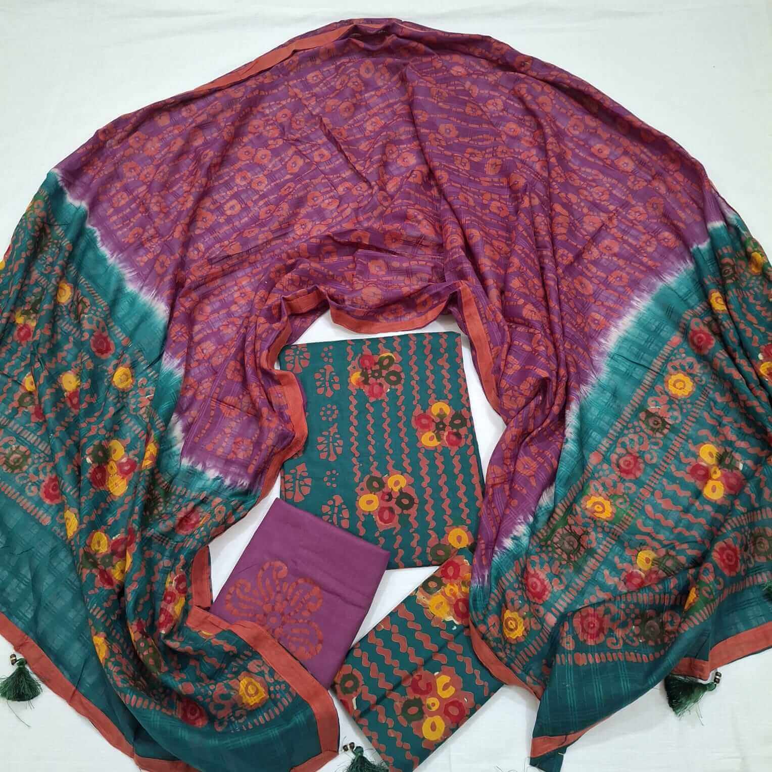 Exclusive Unstitched Premium Cotton Batik 3pcs Dress - Image 3
